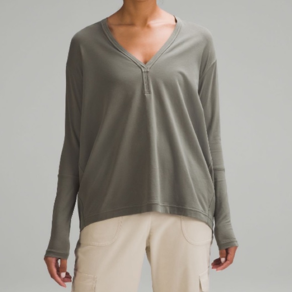 Lululemon Back In Action V Neck Long Sleeve Shirt